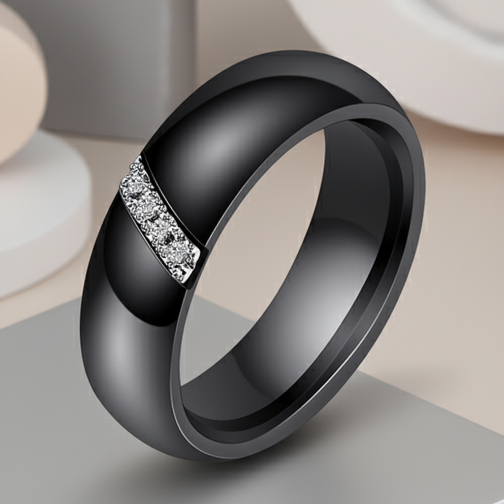 Bague en céramique noire ou blanche pour femme.