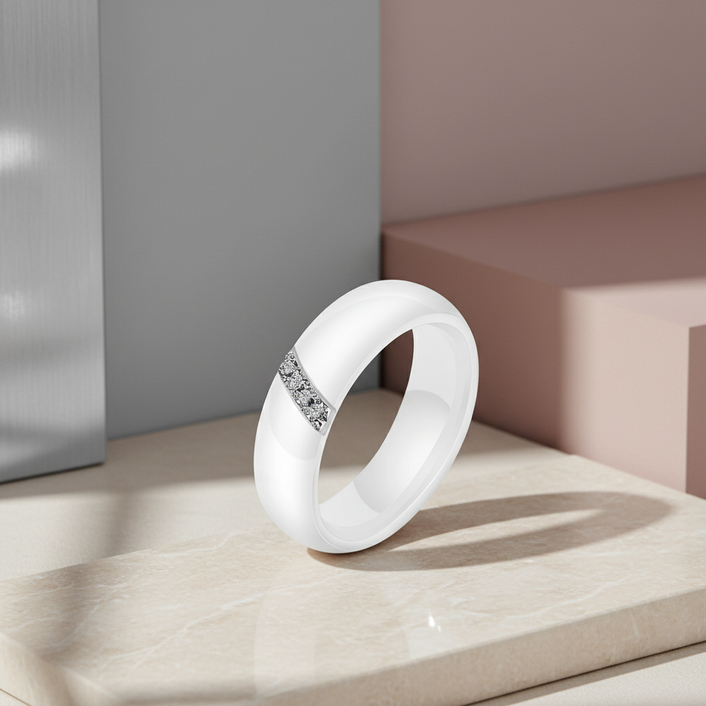 Bague en céramique noire ou blanche pour femme.